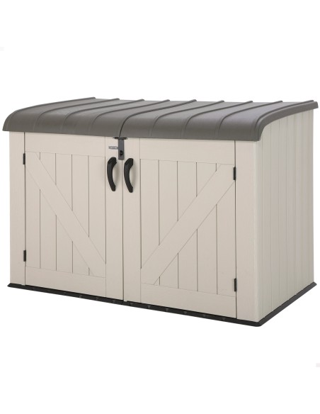Lifetime Caixa de armazenamento horizontal com portas articuladas e teto para uso externo, 191x107x132 cm