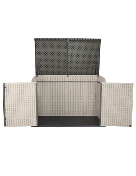 Lifetime Caixa de armazenamento horizontal com portas articuladas e teto para uso externo, 191x107x132 cm