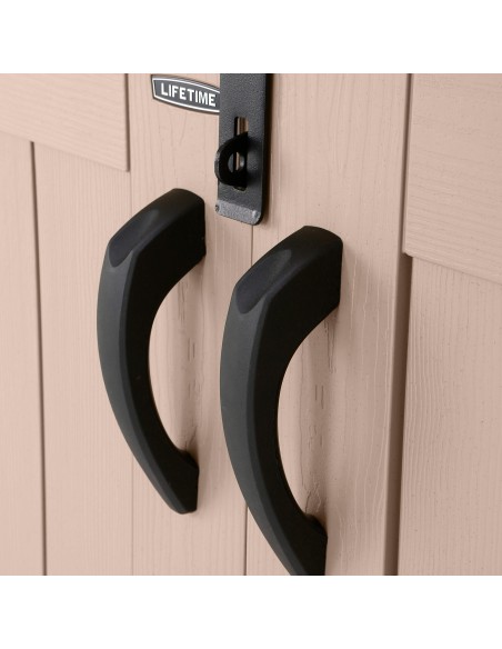 Lifetime Caixa de armazenamento horizontal com portas articuladas e teto para uso externo, 191x107x132 cm