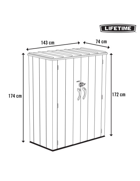 Lifetime Armário vertical externo Rough Cut™ de 1.500 litros com prateleiras