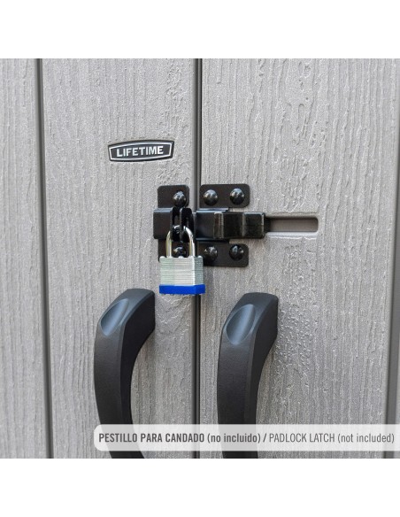 Lifetime Armário de armazenamento externo vertical Rough Cut™ de 1445 litros com prateleiras e ganchos
