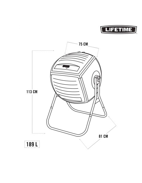 Lifetime Compostor doméstico ultrarresistente 75x81x113 cm 189 litros