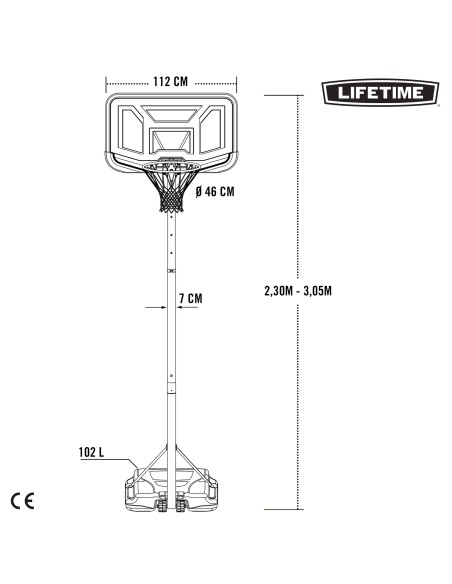 Lifetime Cesta de basquete ultrarresistente altura ajustável de 230/305 cm