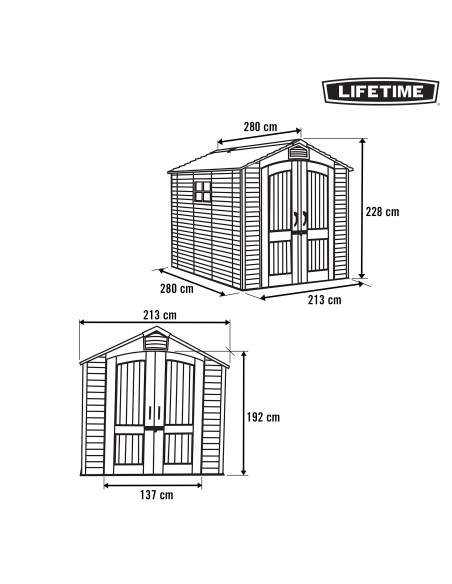 Lifetime Casinha de jardim de 5,9 m² com piso, janelas e prateleiras