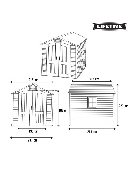 Lifetime Casinha de jardim de 4,4 m² com piso, janelas e prateleiras