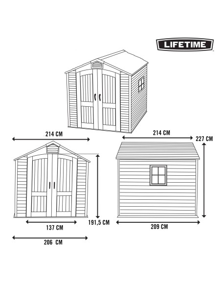 Lifetime Casinha de jardim ultrarresistente com janela 214x213x227 cm