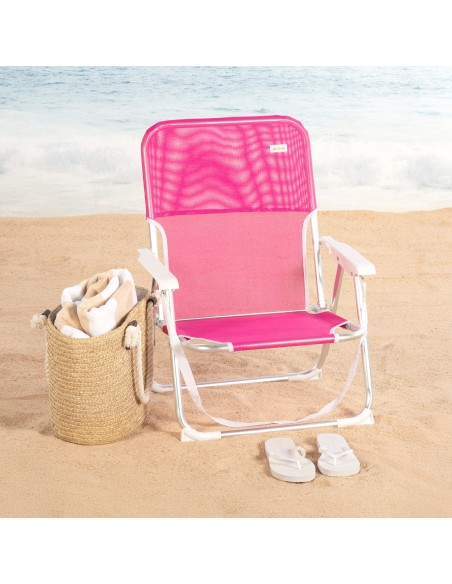 Cadeira de praia dobrável fixa 44x40x72 cm fúcsia