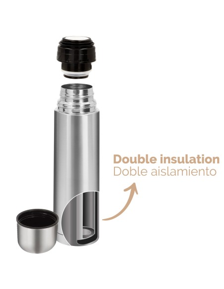 Garrafa térmica de 750 ml em aço inoxidável com tampa de rosca anti-fugas