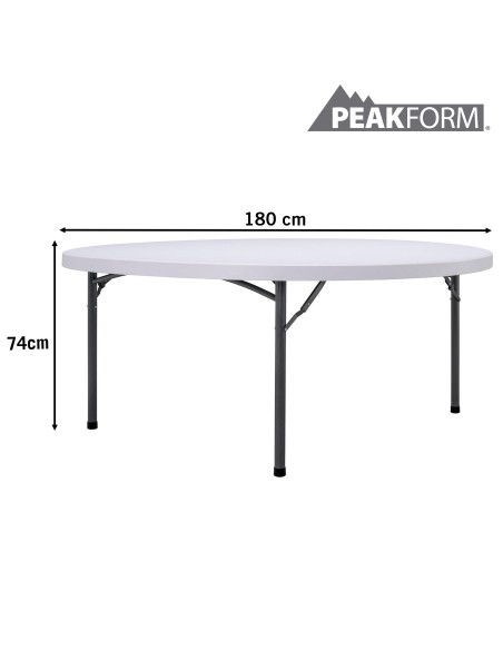 PEAKFORM Mesa redonda com pés dobráveis Ø180x74 cm
