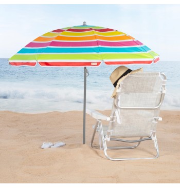 Guarda-sol de praia 8 varetas 160 cm cores riscas 2