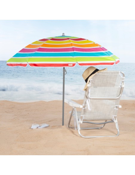 Guarda-sol de praia 8 varetas 160 cm cores riscas