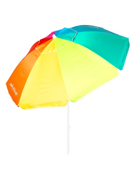 Guarda-sol de praia anti-vento 8 varetas 200 cm multicolorido