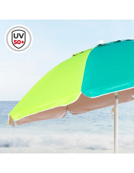Guarda-sol de praia anti-vento 8 varetas 200 cm multicolorido