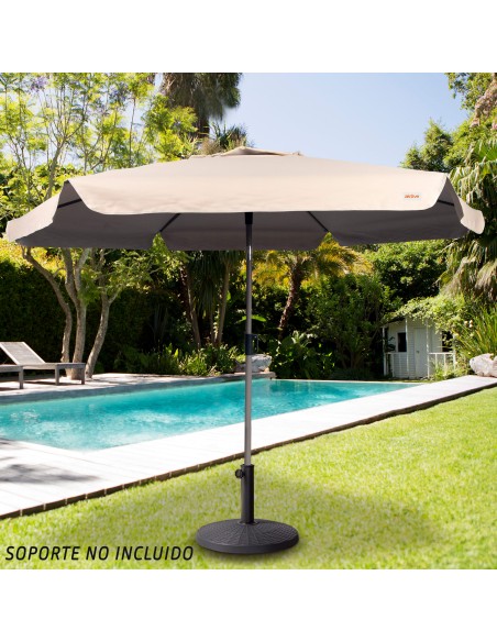 Grande guarda-sol de jardim inclinável à prova de vento 230 cm UV50 marfim