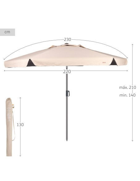 Grande guarda-sol de jardim inclinável à prova de vento 230 cm UV50 marfim