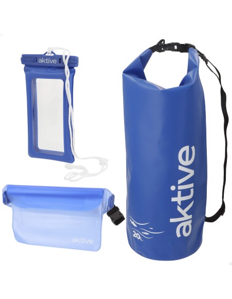 Conjunto de bolsas impermeáveis com saco de 20L pochete e suporte para celular