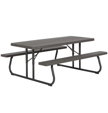 Lifetime Mesa dobrável com bancos integrados 183x76x74 cm