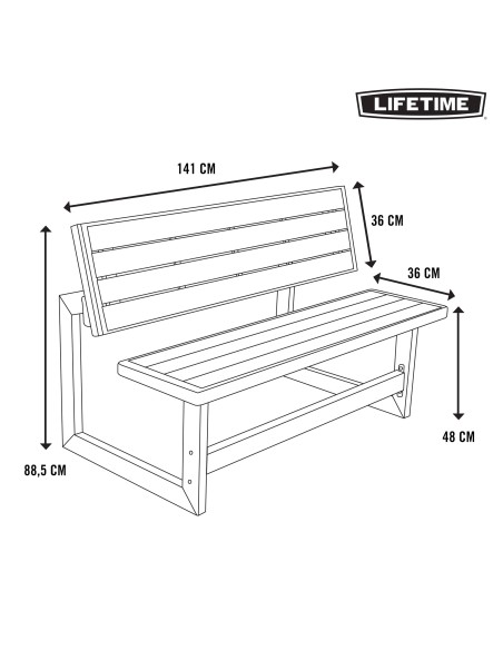 Lifetime Mesa convertível em banco 141x78,5x88,5 cm