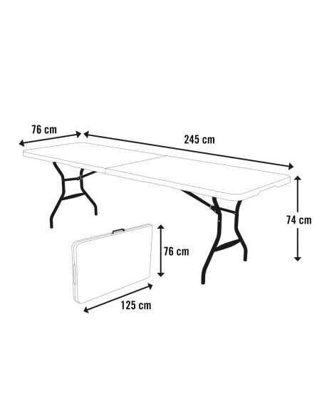 Lifetime Mesa dobrável retangular tipo maleta 245x76x74 cm