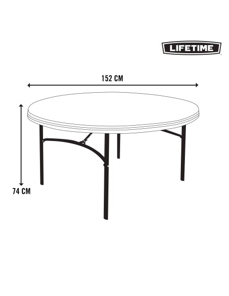 Lifetime Mesa redonda com pés dobráveis Ø152x74 cm