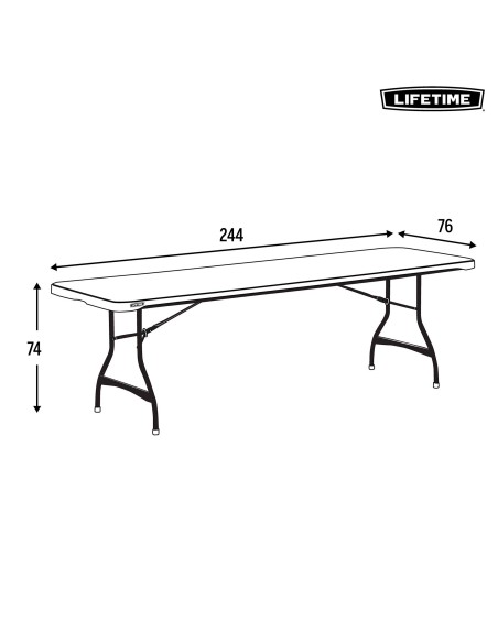 Lifetime Mesa retangular com pés dobráveis 244x76x74 cm