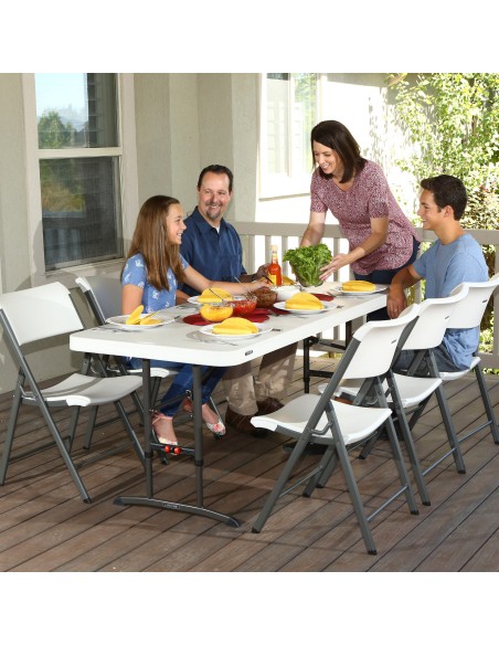 Lifetime Mesa com pés dobráveis ajustáveis 183x76x61-91 cm