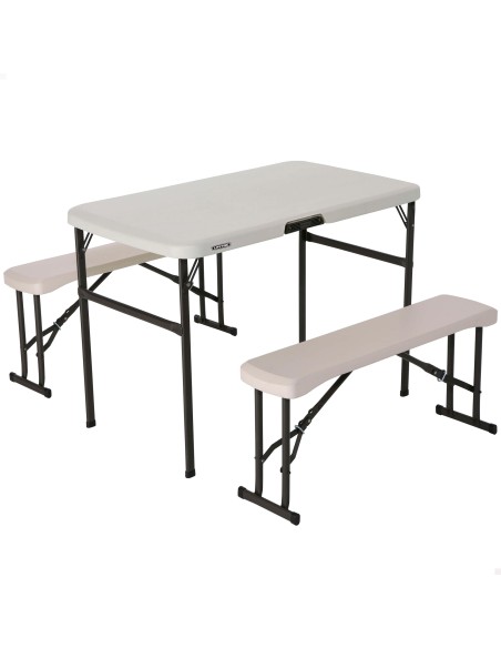 Lifetime Conjunto de mesa dobrável e 2 bancos 107x61x74 cm