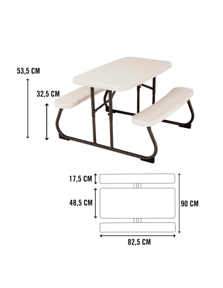 Lifetime Mesa de piquenique dobrável infantil 82,5x90x54 cm