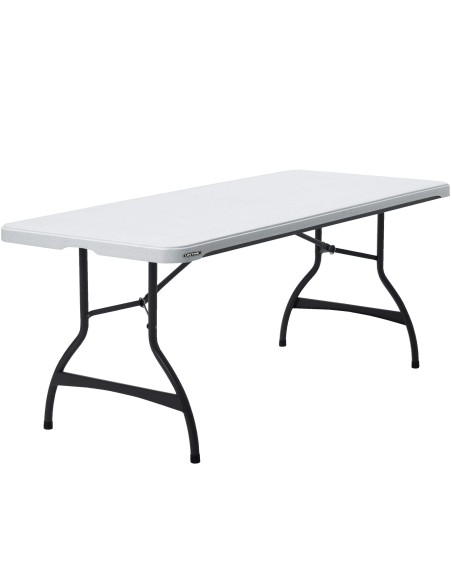 Lifetime Mesa retangular empilhável com pernas rebatíveis branca 182x76x74 cm