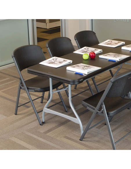 Lifetime Mesa retangular dobrável e empilhável preta 182x76x73,5 cm