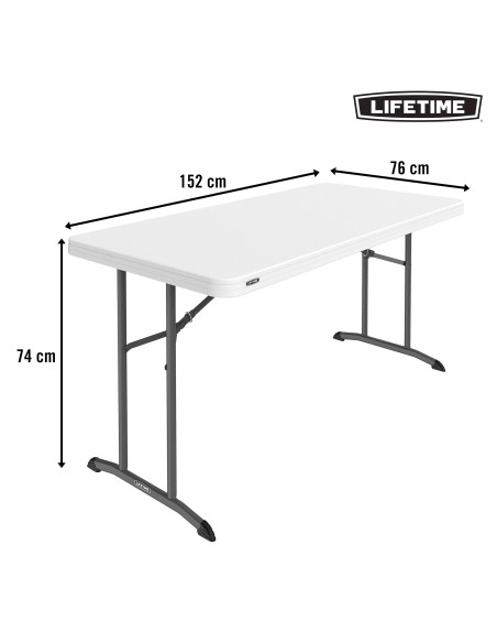 Lifetime Mesa retangular dobrável e empilhável branca 152x76 cm