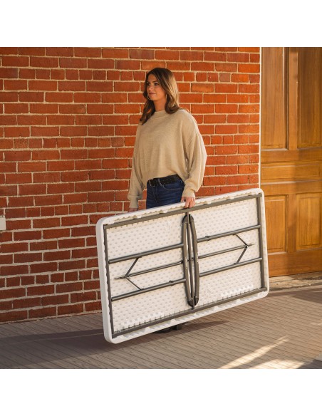 Lifetime Mesa retangular dobrável e empilhável branca 152x76 cm