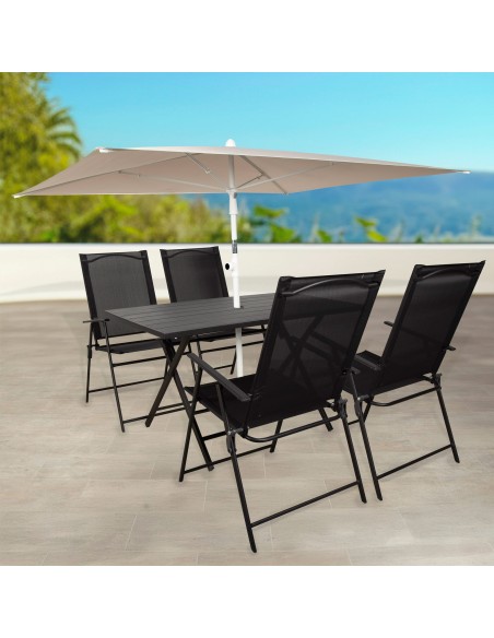 Guarda-sol retangular basculante de jardim 180x145 cm UV30 bege