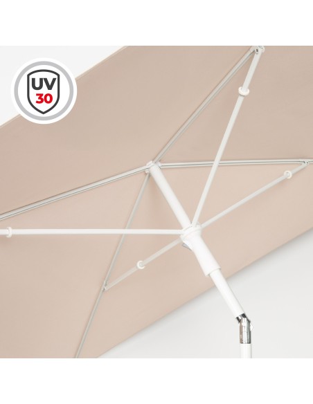 Guarda-sol retangular basculante de jardim 180x145 cm UV30 bege