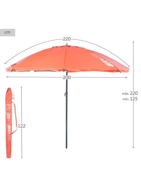 Guarda-sol de praia 8 varetas 220 cm coral