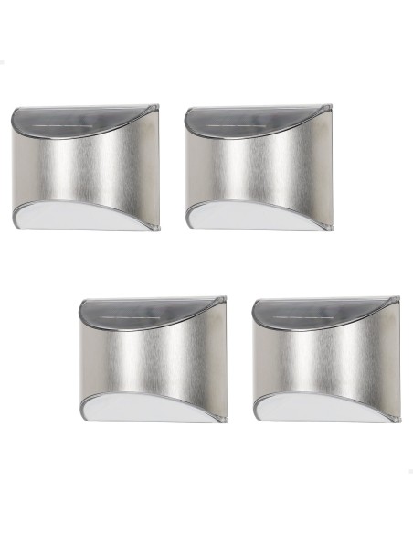 Conjunto de 4 candeeiros de parede solares LED 5-10 lúmenes em aço inoxidável