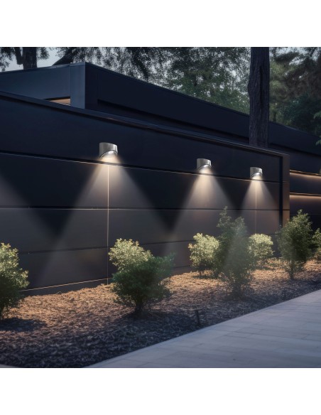 Conjunto de 4 candeeiros de parede solares LED 5-10 lúmenes em aço inoxidável