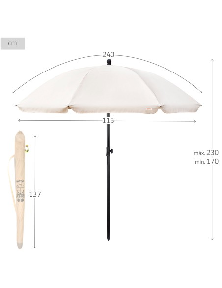Guarda-sol de jardim basculante 240 cm UV30 bege