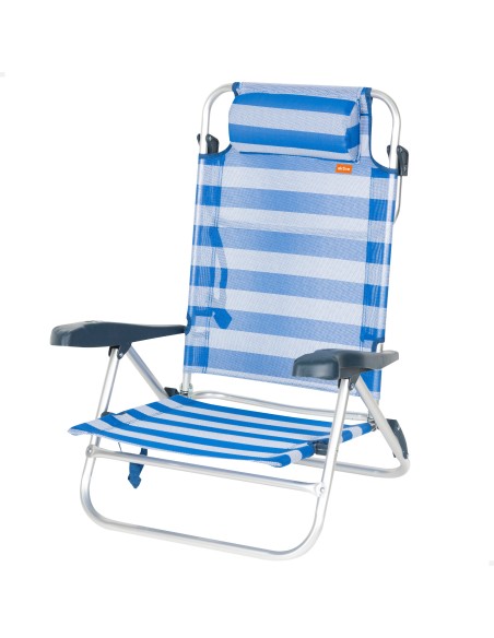 Cadeira de praia baixa multiposições 47x49x82 cm riscas de marinheiro