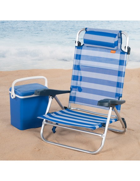 Cadeira de praia baixa multiposições 47x49x82 cm riscas de marinheiro