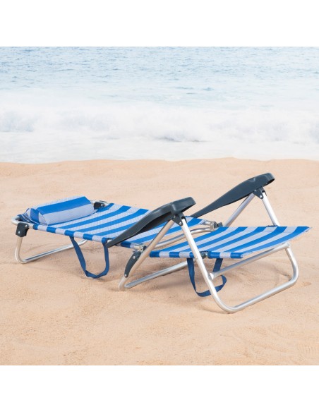 Cadeira de praia baixa multiposições 47x49x82 cm riscas de marinheiro