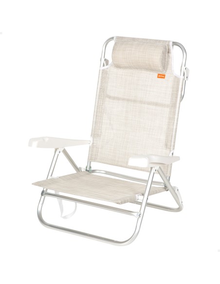 Cadeira de praia baixa multiposições 47x49x82 cm bege