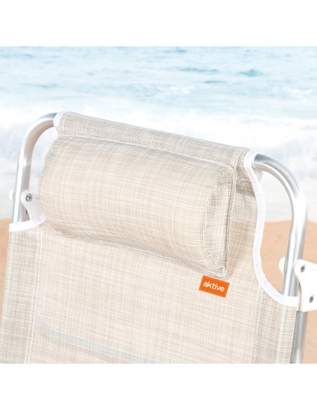 Cadeira de praia baixa multiposições 47x49x82 cm bege