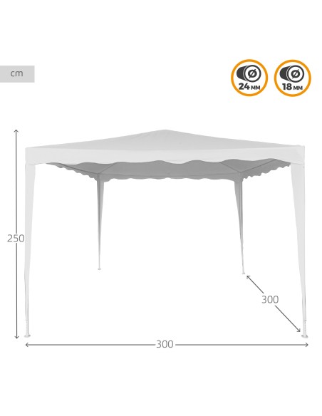 Gazebo de jardim desmontável 300x300x250 cm branco