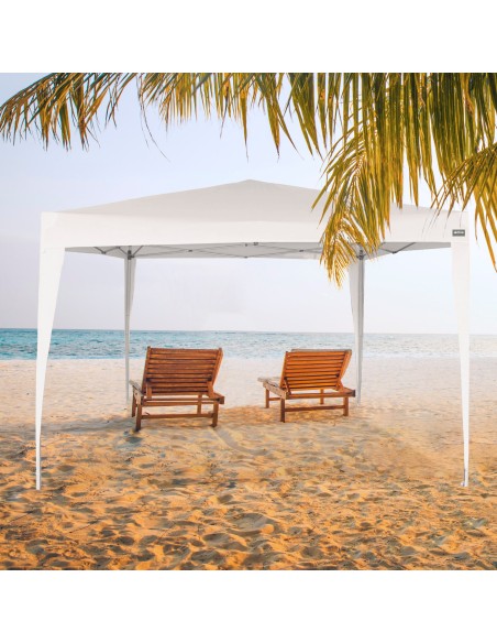 Gazebo dobrável ajustável em altura 300x300x240/250 cm branco
