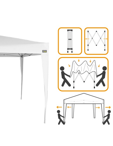 Gazebo dobrável ajustável em altura 300x300x240/250 cm branco