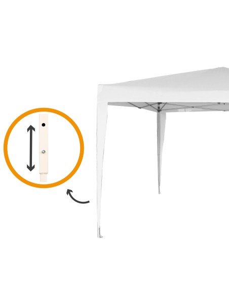Gazebo dobrável ajustável em altura 300x300x240/250 cm branco