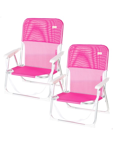 Pack 2 cadeiras de praia dobráveis 44x40x72 cm fúcsia com alça