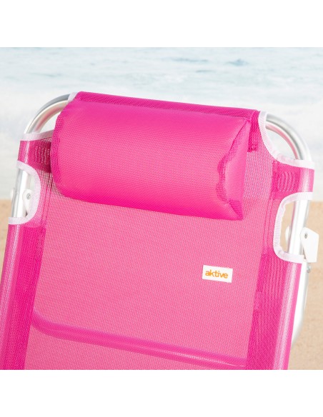 Pack de 2 cadeiras de praia multiposição baixas 48x46x84 cm fúcsia
