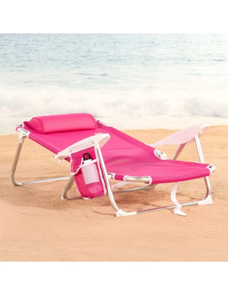 Pack 2 cadeiras de praia baixas multiposição 51x45x76 cm fúcsia